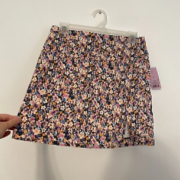 NEW NWT WILD FABLE High Rise Side Slit Mini Skirt Navy Blue Purple Floral Y2K 8 - Picture 10 of 13